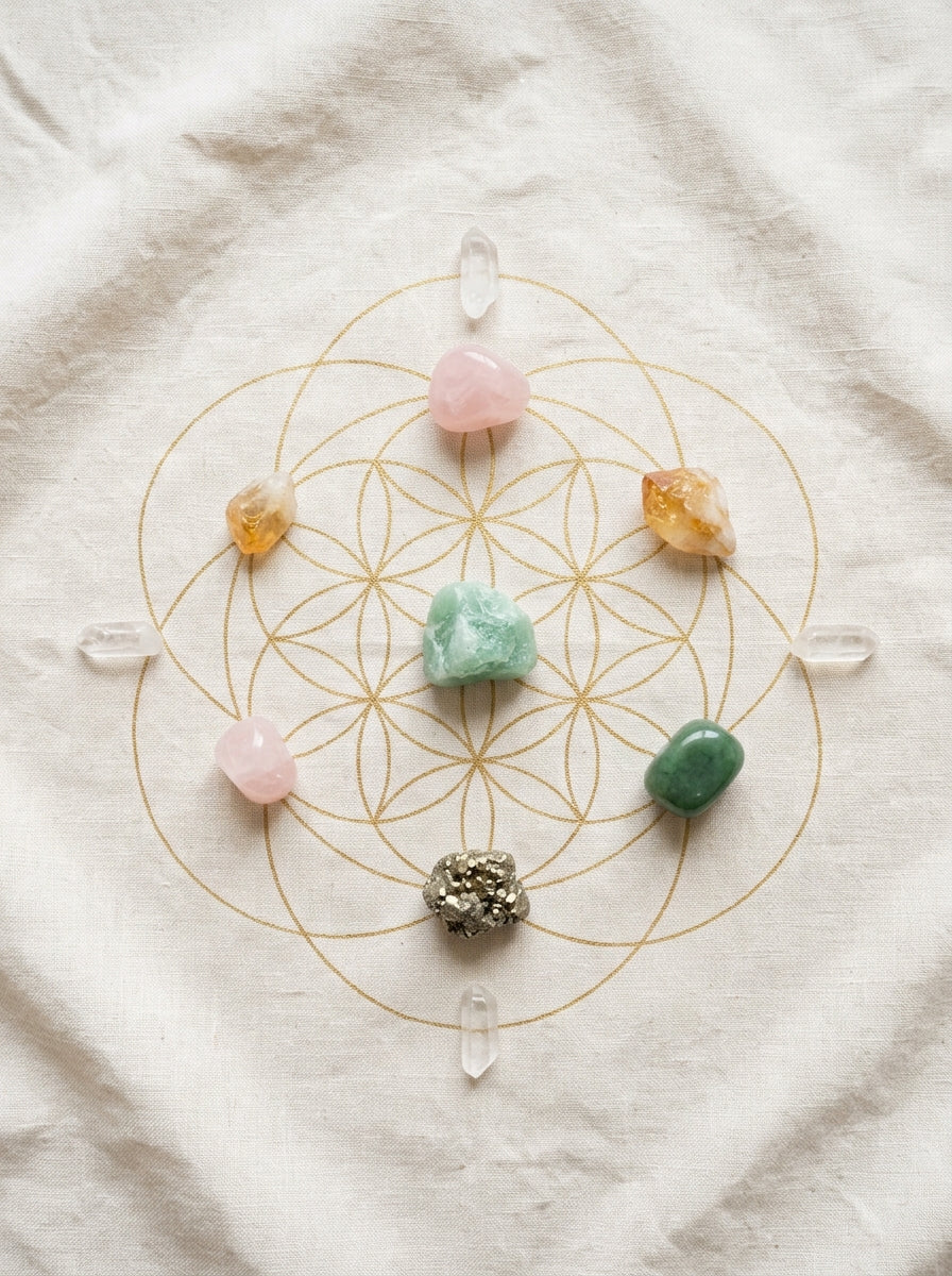 Aventurine crystal grid
