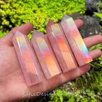 Angel Aura Rose Quartz Crystal Tower | Crystal Stone Decor