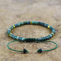 African Turquoise Bracelet | Layering Gemstone Heishi Beaded Bracelets