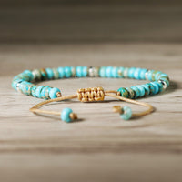 Turquoise Bracelet Rondelle Beads | Delicate Layering Gemstone Jewelry
