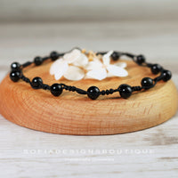 Obsidian Anklet | 6MM Polished Beads | Dainty Crystal Jewelry