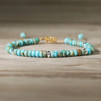 Turquoise Bracelet Rondelle Beads | Delicate Layering Gemstone Jewelry