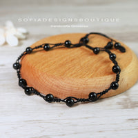 Obsidian Anklet | 6MM Polished Beads | Dainty Crystal Jewelry