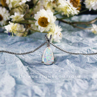 White Opal Necklace | Minimalist Crystal Dainty Jewelry