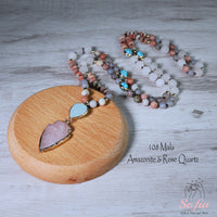 Amazonite & Rose Quartz Necklace | Crystal Jewelry
