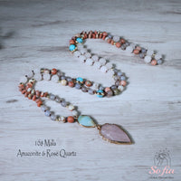 Amazonite & Rose Quartz Necklace | Crystal Jewelry
