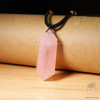 Rose Quartz Necklace | Boho Crystal Pendant Jewelry
