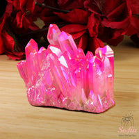 Pink Angel Aura Quartz Cluster | Crystal Stone Decor