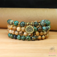 Picture Jasper & Turquoise Necklace | 108 Mala Beads Jewelry