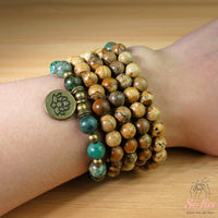 Picture Jasper & Turquoise Necklace | 108 Mala Beads Jewelry