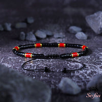 Red Black Onyx Bracelet | Layering Gemstone Heishi Beaded Bracelets