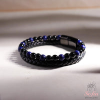 Lapis Lazuli Leather Bracelet | Protection Jewelry Magnetic
