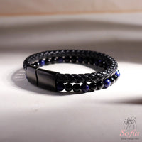 Lapis Lazuli Leather Bracelet | Protection Jewelry Magnetic