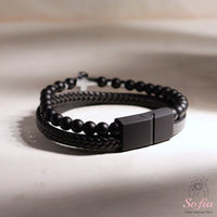 Crystal Leather Cross Bracelet | Magnetic Protection Jewelry