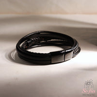 Kreuz Lederarmband | Magnetischer Schutzschmuck