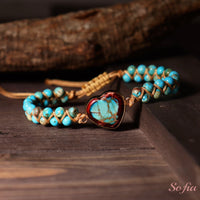 Turquoise Jasper Heart Bracelet | Layering Gemstone Jewelry