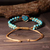Turquoise Jasper Heart Bracelet | Layering Gemstone Jewelry