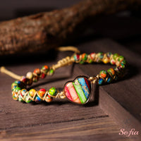 Floral Jasper Heart Bracelet | Layering Gemstone Jewelry