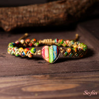 Floral Jasper Heart Bracelet | Layering Gemstone Jewelry
