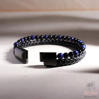 Lapis Lazuli Leather Bracelet | Protection Jewelry Magnetic