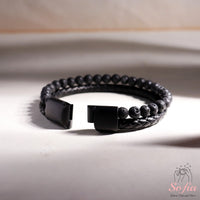 Lava Rock Leather Bracelet | Protection Jewelry Magnetic