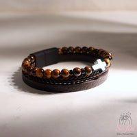 Crystal Leather Cross Bracelet | Magnetic Protection Jewelry