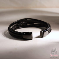 Kreuz Lederarmband | Magnetischer Schutzschmuck
