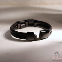 Men Leather Bracelet Titanium Steel | Protection Jewelry Magnetic