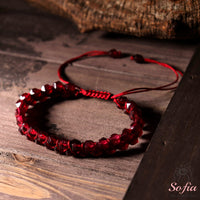 Garnet Bracelet Double Layer | Layering Gemstone Jewelry
