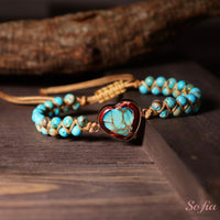 Turquoise Jasper Heart Bracelet | Layering Gemstone Jewelry