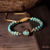 Turquoise Jasper Heart Bracelet | Layering Gemstone Jewelry
