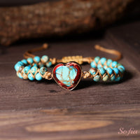 Turquoise Jasper Heart Bracelet | Layering Gemstone Jewelry