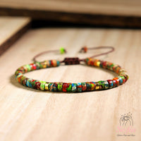 Floral Jasper Bracelet | Layering Gemstone Heishi Beaded Bracelets