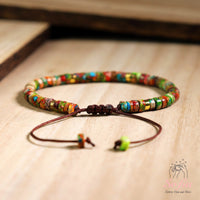Floral Jasper Bracelet | Layering Gemstone Heishi Beaded Bracelets