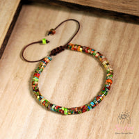 Floral Jasper Bracelet | Layering Gemstone Heishi Beaded Bracelets