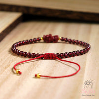 Garnet Bracelet Pixiu Charm | Delicate Layering Gemstone Jewelry