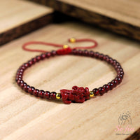 Garnet Bracelet Pixiu Charm | Delicate Layering Gemstone Jewelry