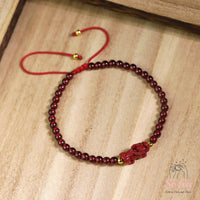 Garnet Bracelet Pixiu Charm | Delicate Layering Gemstone Jewelry