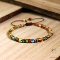 Floral Jasper Bracelet | Layering Gemstone Heishi Beaded Bracelets
