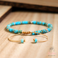 Turquoise Bracelet Rondelle Beads | Delicate Layering Gemstone Jewelry
