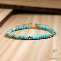Turquoise Bracelet Rondelle Beads | Delicate Layering Gemstone Jewelry
