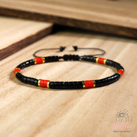 Red Black Onyx Bracelet | Layering Gemstone Heishi Beaded Bracelets