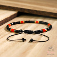 Red Black Onyx Bracelet | Layering Gemstone Heishi Beaded Bracelets