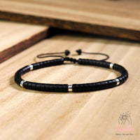 Black Onyx Bracelet | Layering Gemstone Heishi Beaded Bracelets