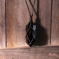 Obsidian Necklace | Boho Crystal Pendant Jewelry