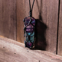 Rainbow Fluorite Necklace | Boho Crystal Pendant Jewelry