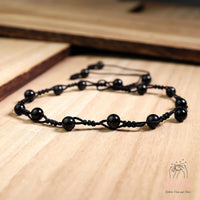 Obsidian Anklet | 6MM Polished Beads | Dainty Crystal Jewelry