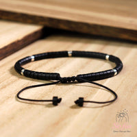 Black Onyx Bracelet | Layering Gemstone Heishi Beaded Bracelets