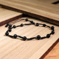 Obsidian Anklet | 6MM Polished Beads | Dainty Crystal Jewelry