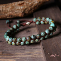 African Turquoise Bracelet | Layering Gemstone Jewelry